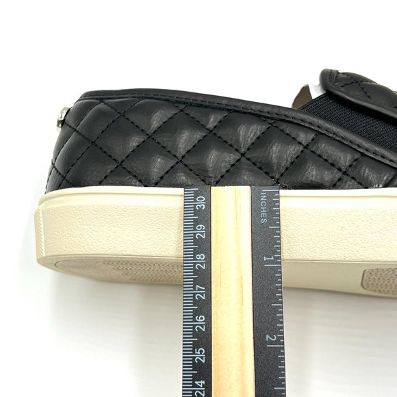 Steve Madden Size 7.5 Ecentrcq Black Faux Vegan Quilted Leather Sneakers Shoes - Picture 12 of 14